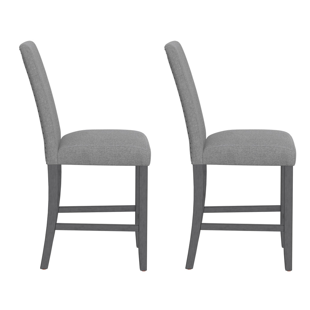 Gray Upholstered Barstools, Set of 2