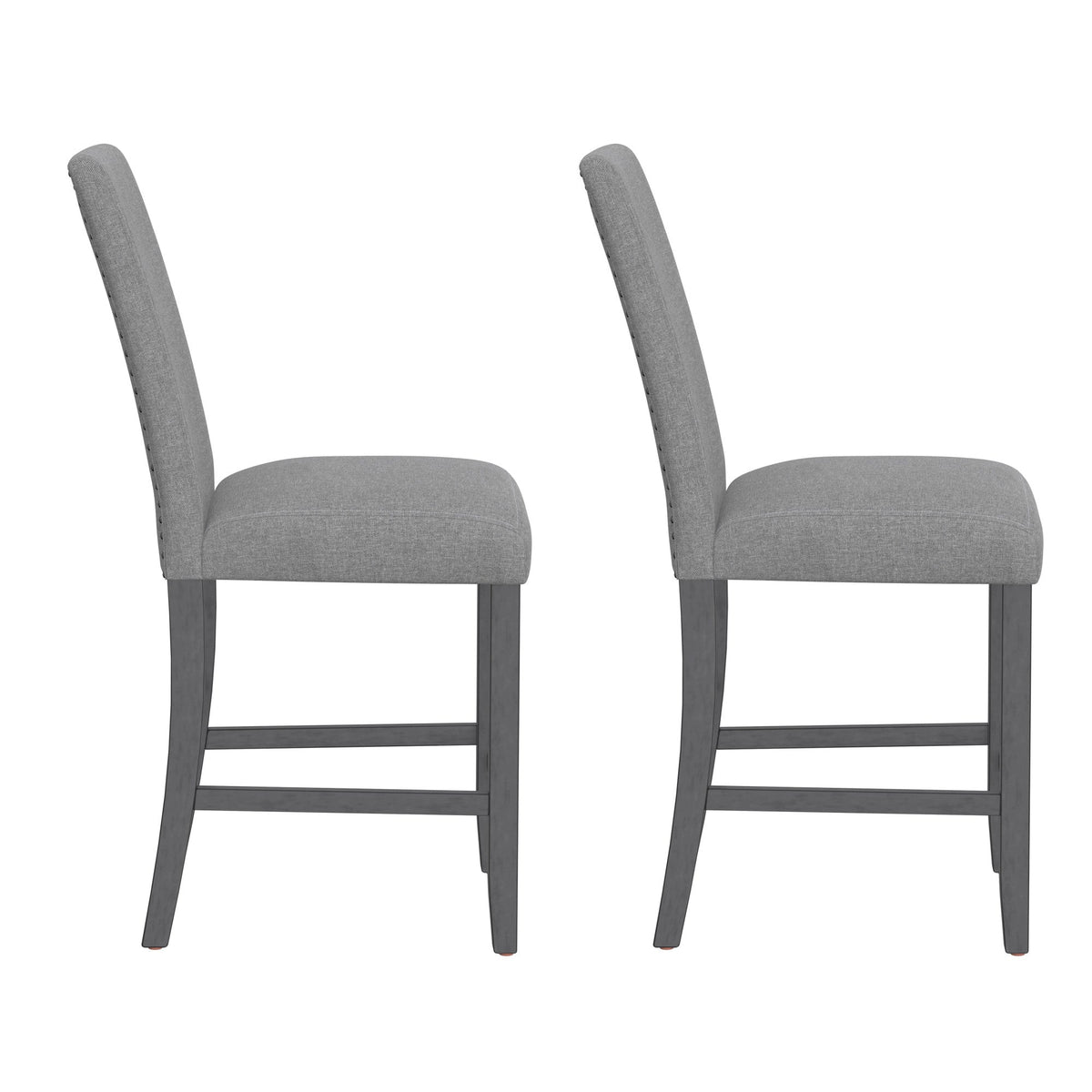 Gray Upholstered Barstools, Set of 2