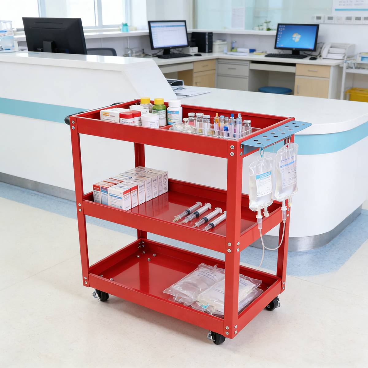 Tool Cart on Wheels, 3 Tier Rolling Mechanic Tool Cart