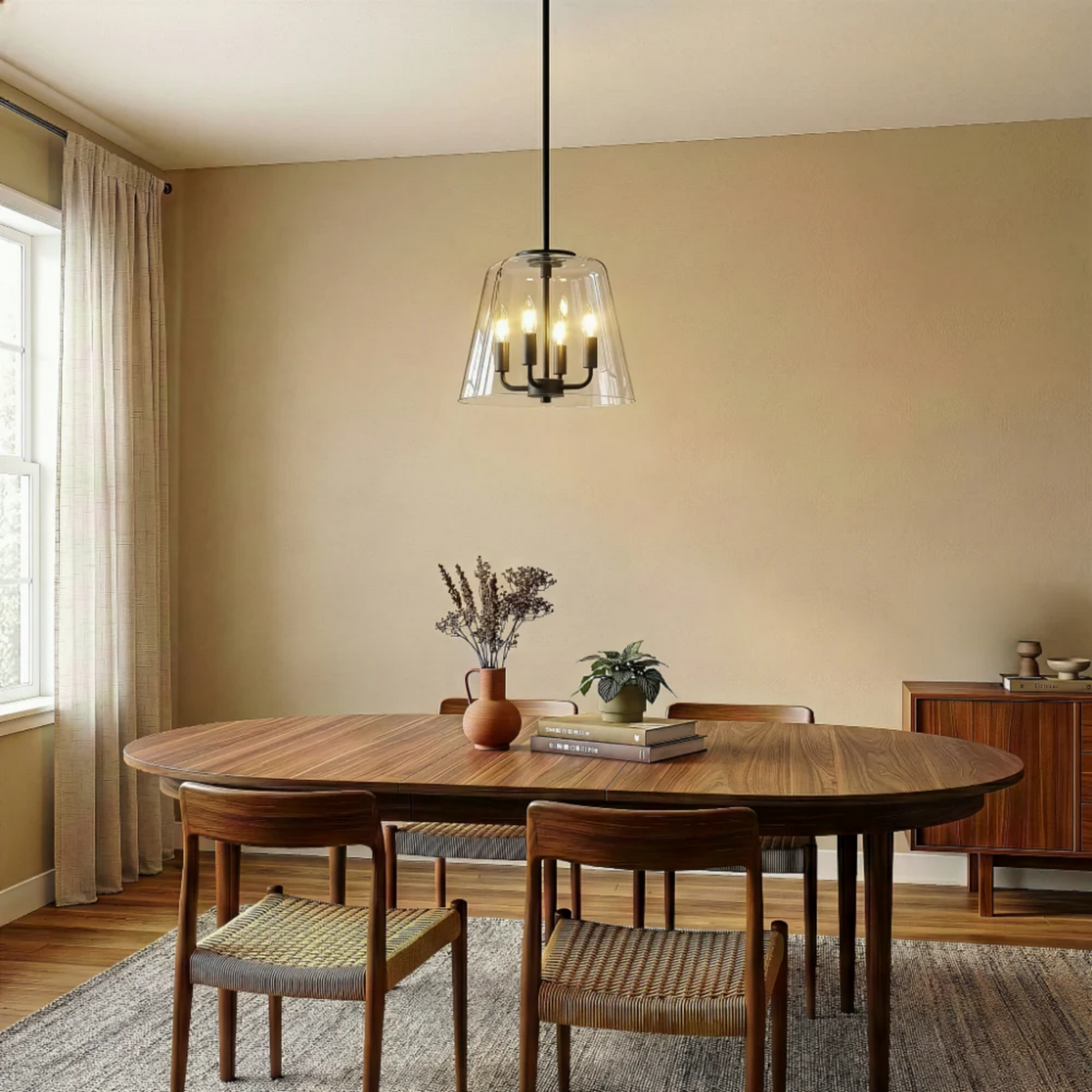 Soiree Four Candle Lights Pendant With Clear Glass