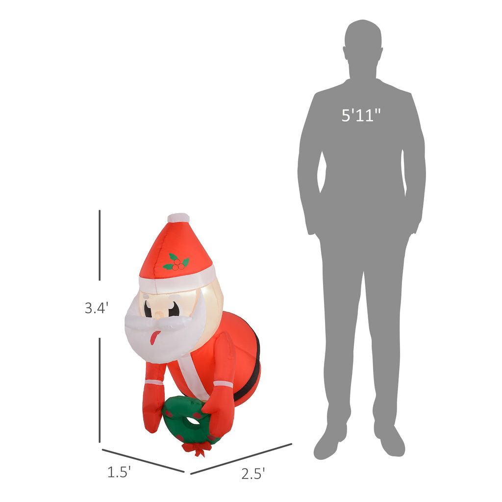 Outsunny 3.4' Christmas Inflatables Hanging Santa Claus