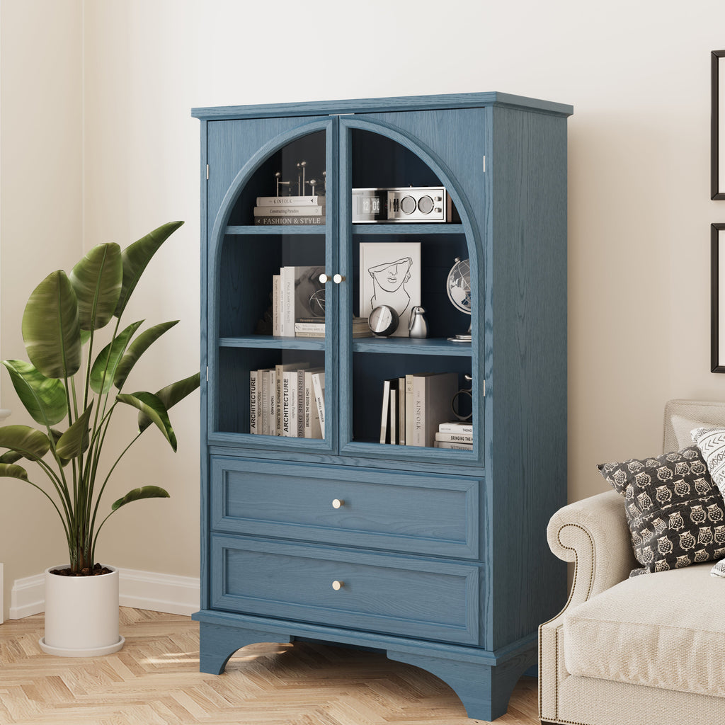 52.17"H Glass Door Display Case Storage Cabinet