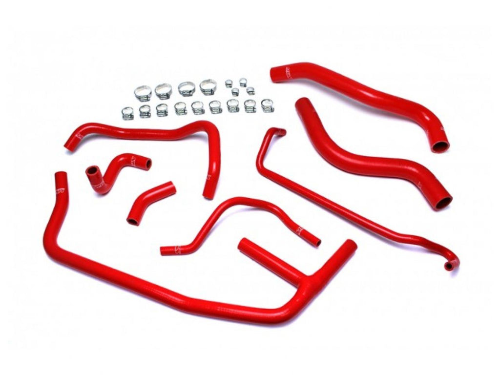 HPS Red Reinforced Silicone Radiator and Heater Hose Kit Coolant Ford 2015-2019 Mustang Ecoboost 2.3L Turbo
