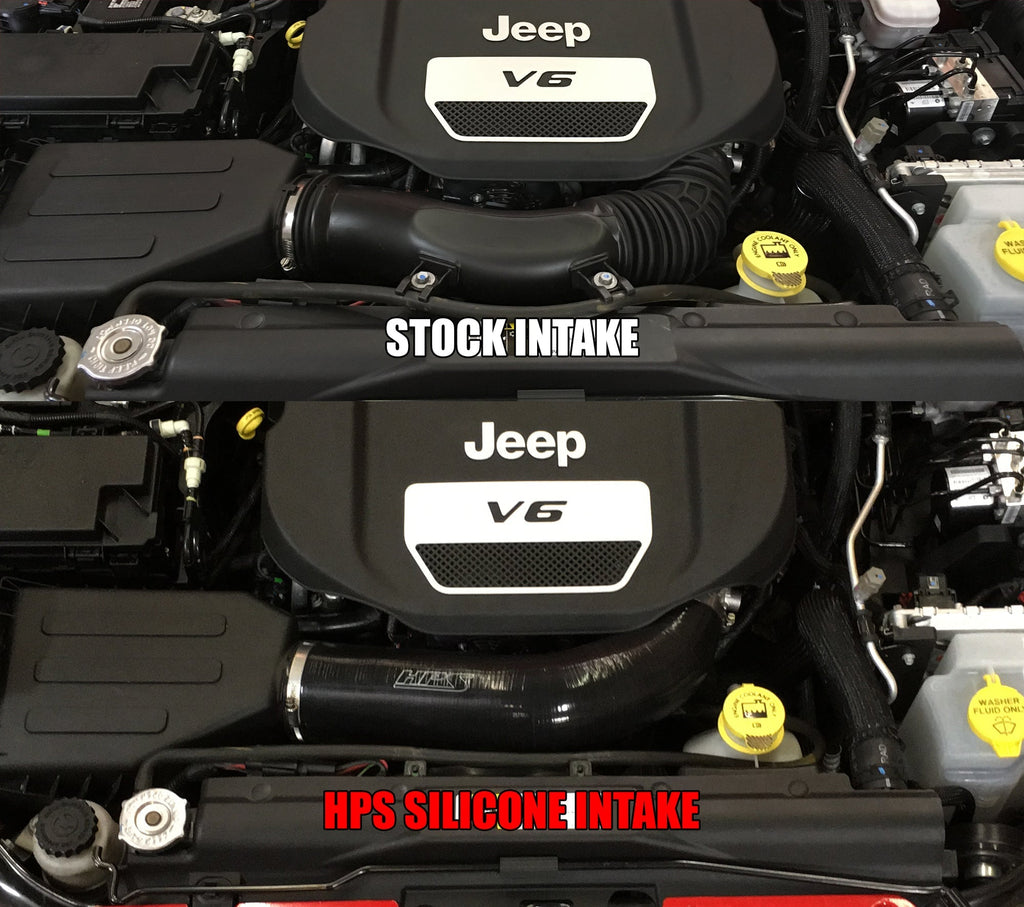 HPS Performance HPS Silicone Air Intake Kit Post MAF Hose Jeep 2012-2017 Wrangler JK & Unlimited 3.6L V6, 57-1639