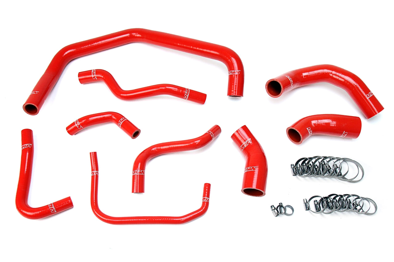 HPS Performance Products HPS Red Reinforced Silicone Radiator Hose Kit Coolant Ford 03-04 Mustang SVT Cobra 4.6L V8 Supercharged
