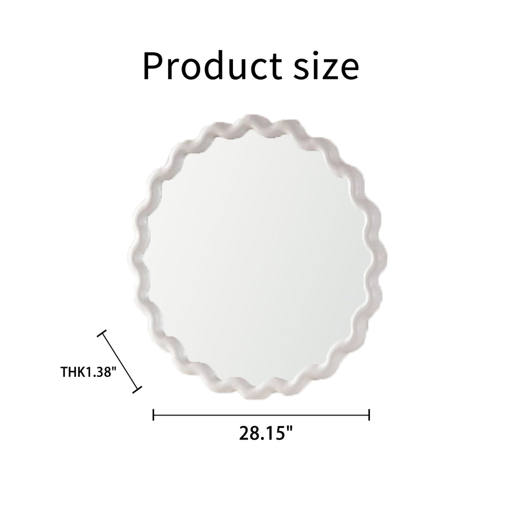 White Scalloped Round Wall Mirror