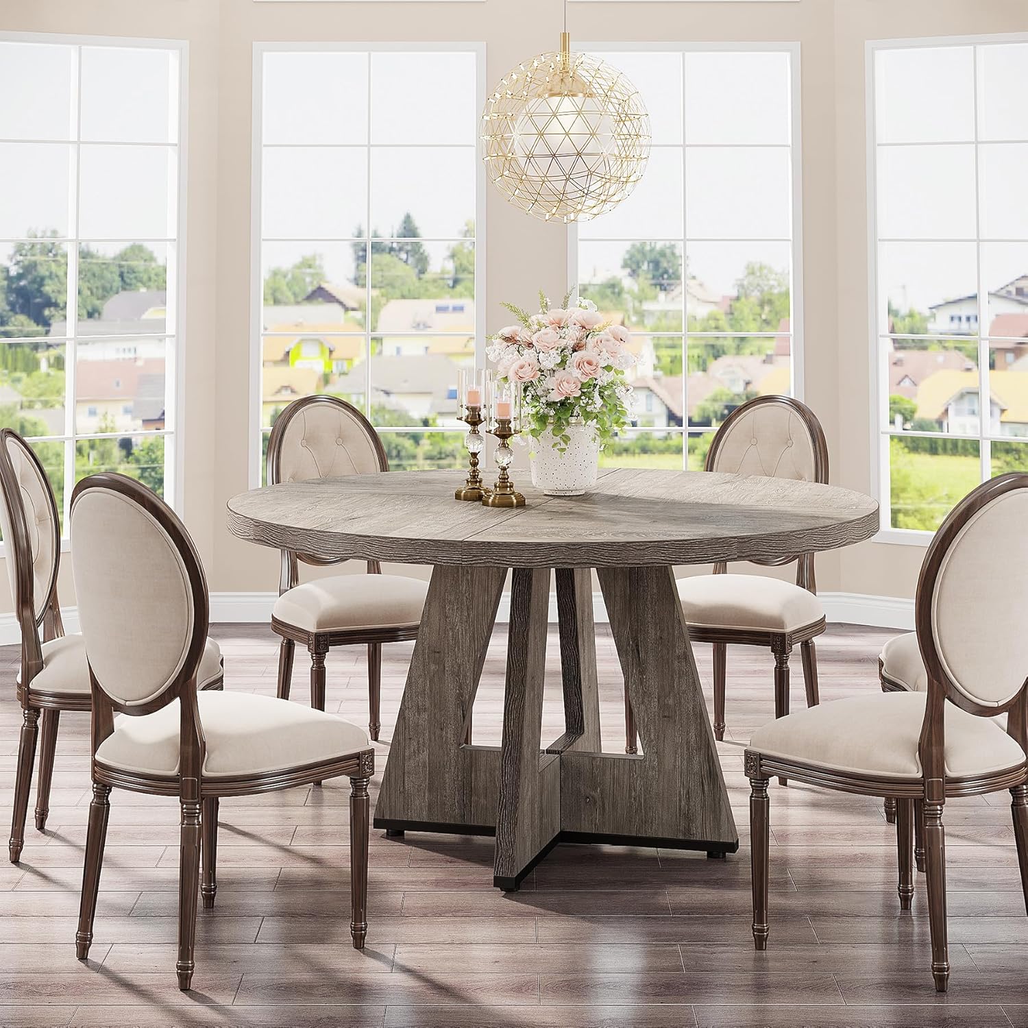 47" Round Farmhouse Dining Table – Rustic