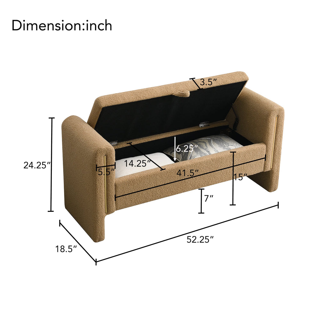 Modern Teddy Bed End Bench with Arms and Storage