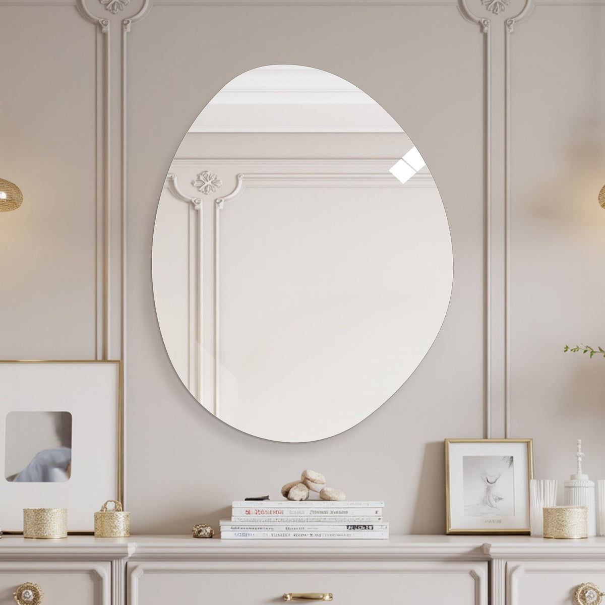 40 in. x 32 in. Modern Asymmetrical Bathroom Wall Mirror
