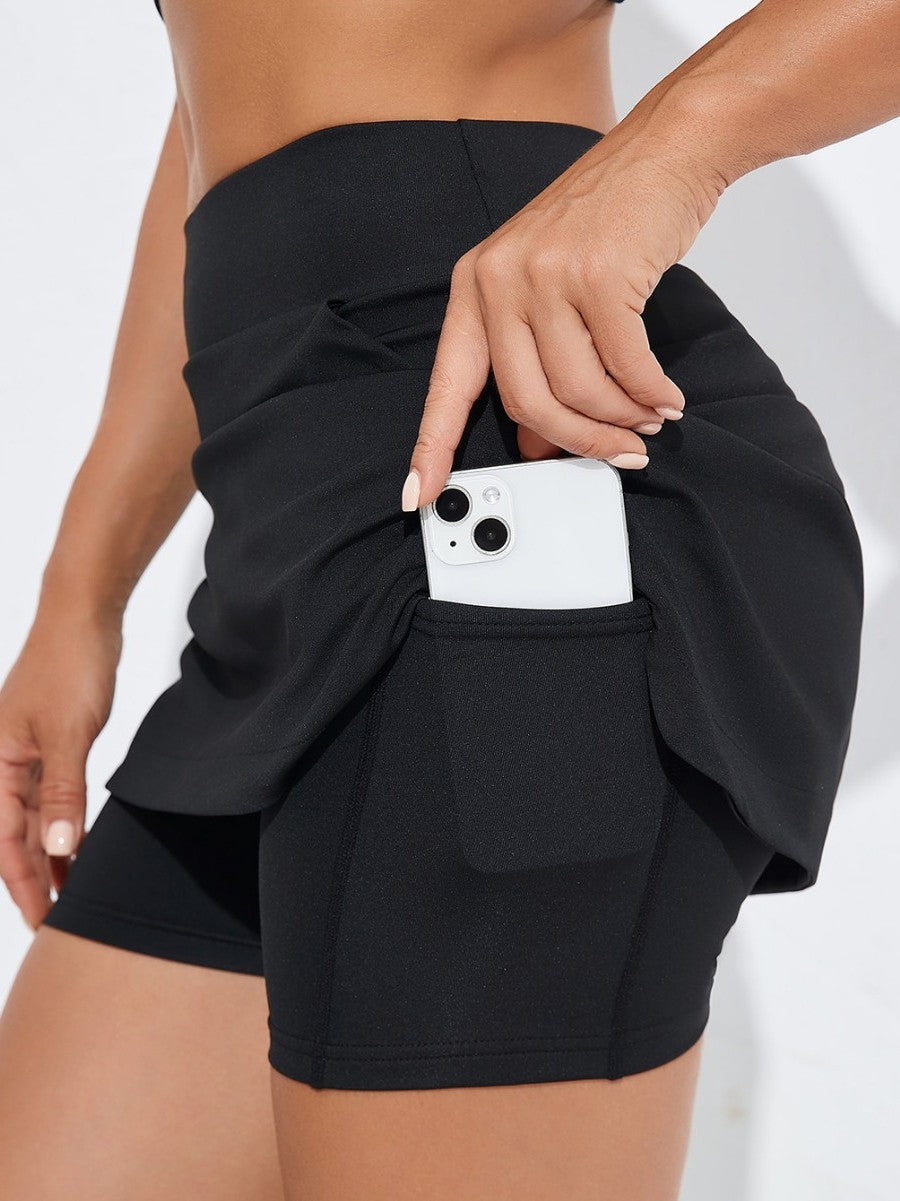 Cross-Border European And American Foreign Trade New Popular Outdoor Sports Short Skirt With Pockets, Yoga Hip-Hugging High-Waisted Women's Tight-Fitting Skirt
