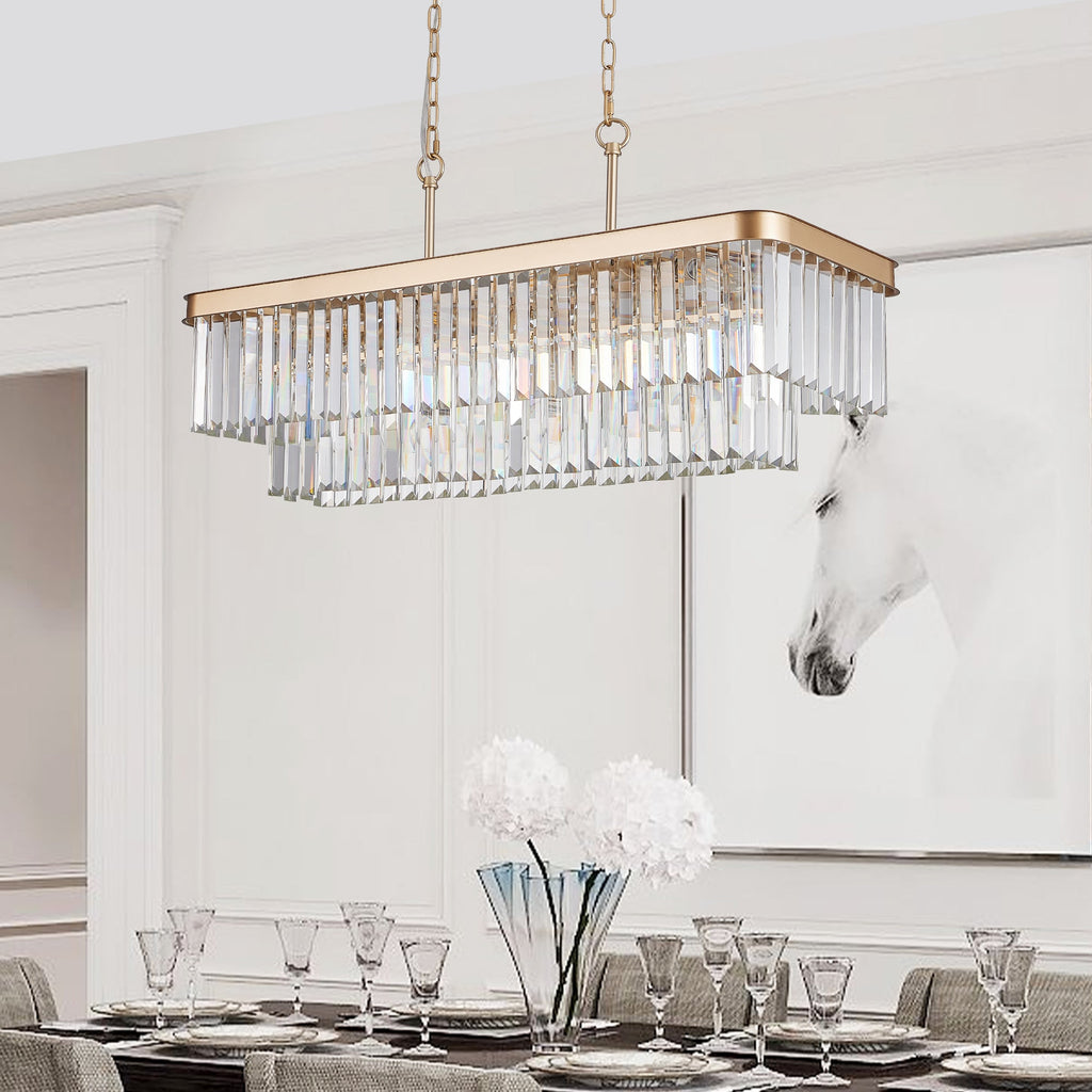 Rectangular Crystal Chandelier Adjustable