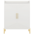 35.43 Inch White and Gold Shoe Cabinet