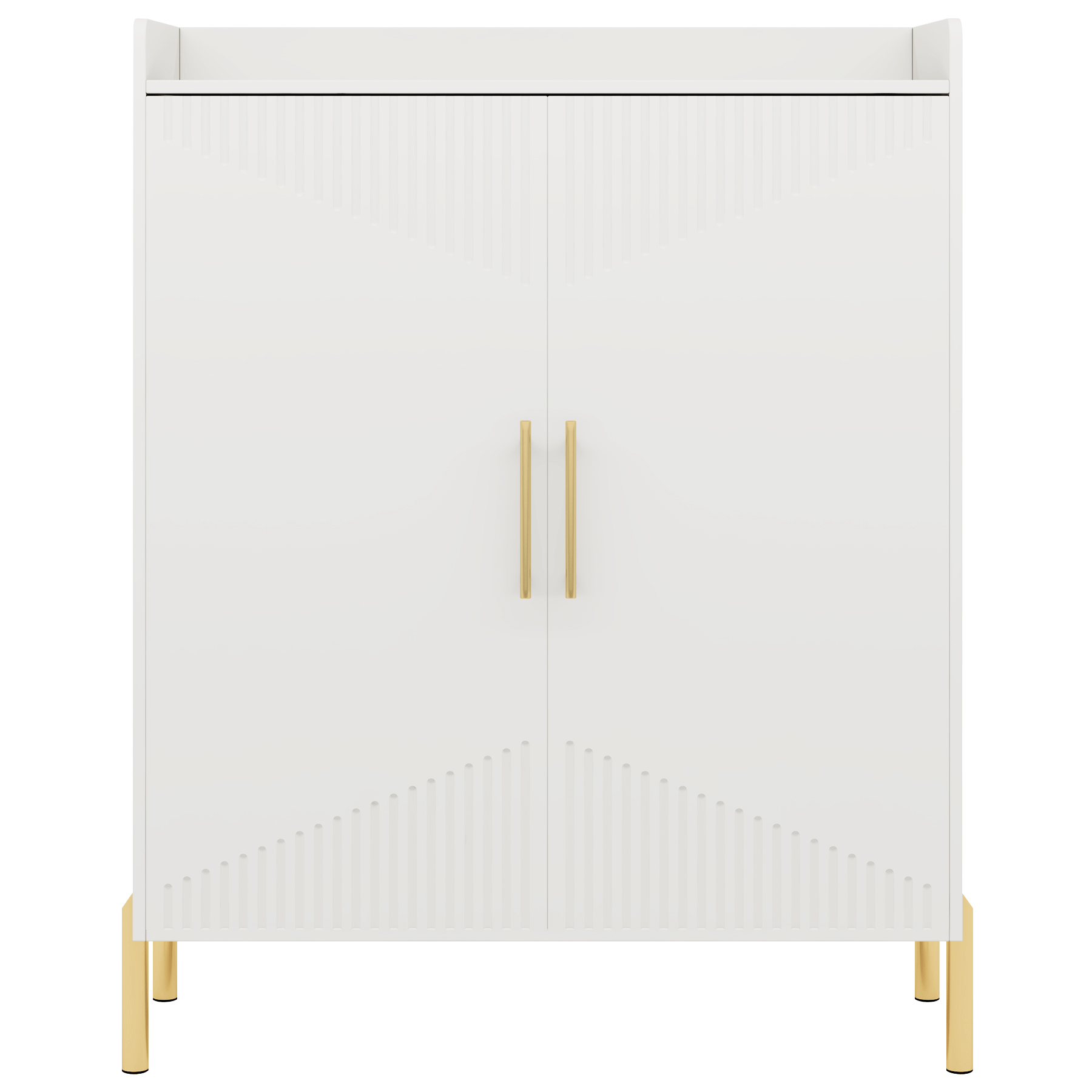 35.43 Inch White and Gold Shoe Cabinet