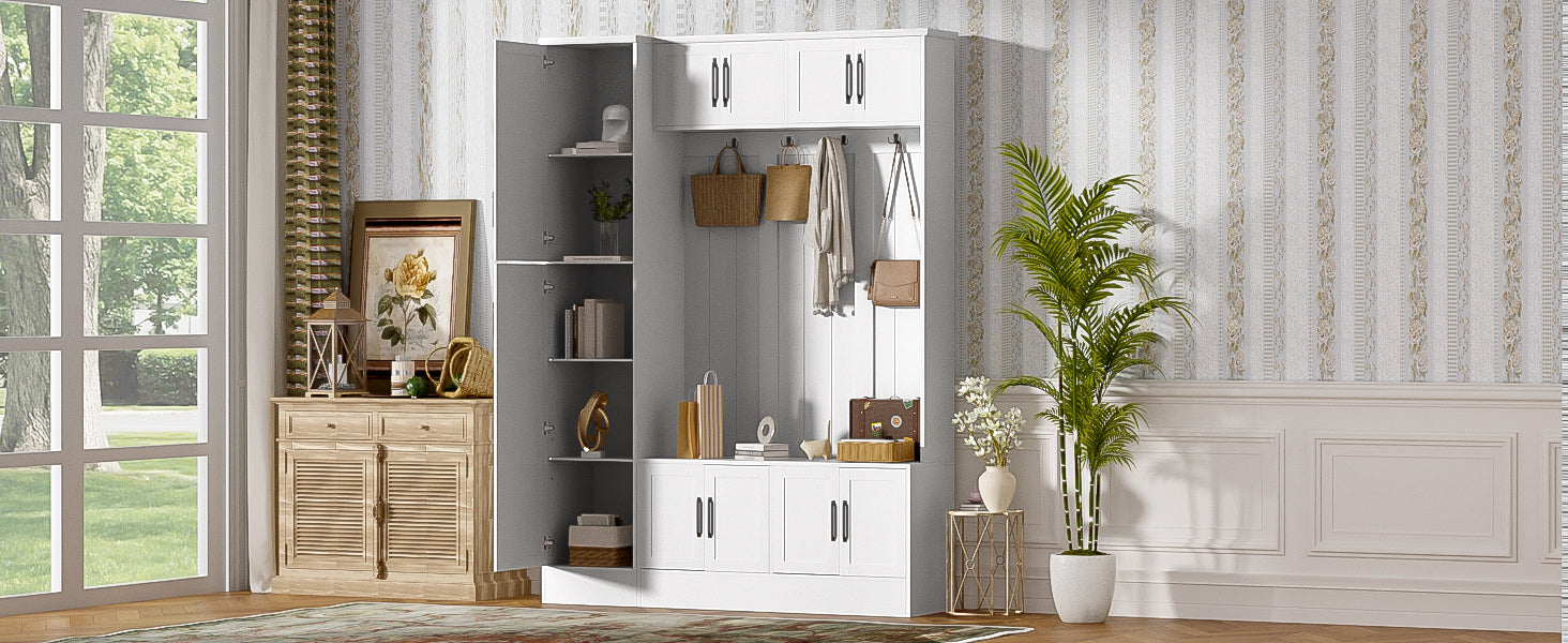 Vibe Haus 79'' Tall Modern Hall Tree with Shoe Storage