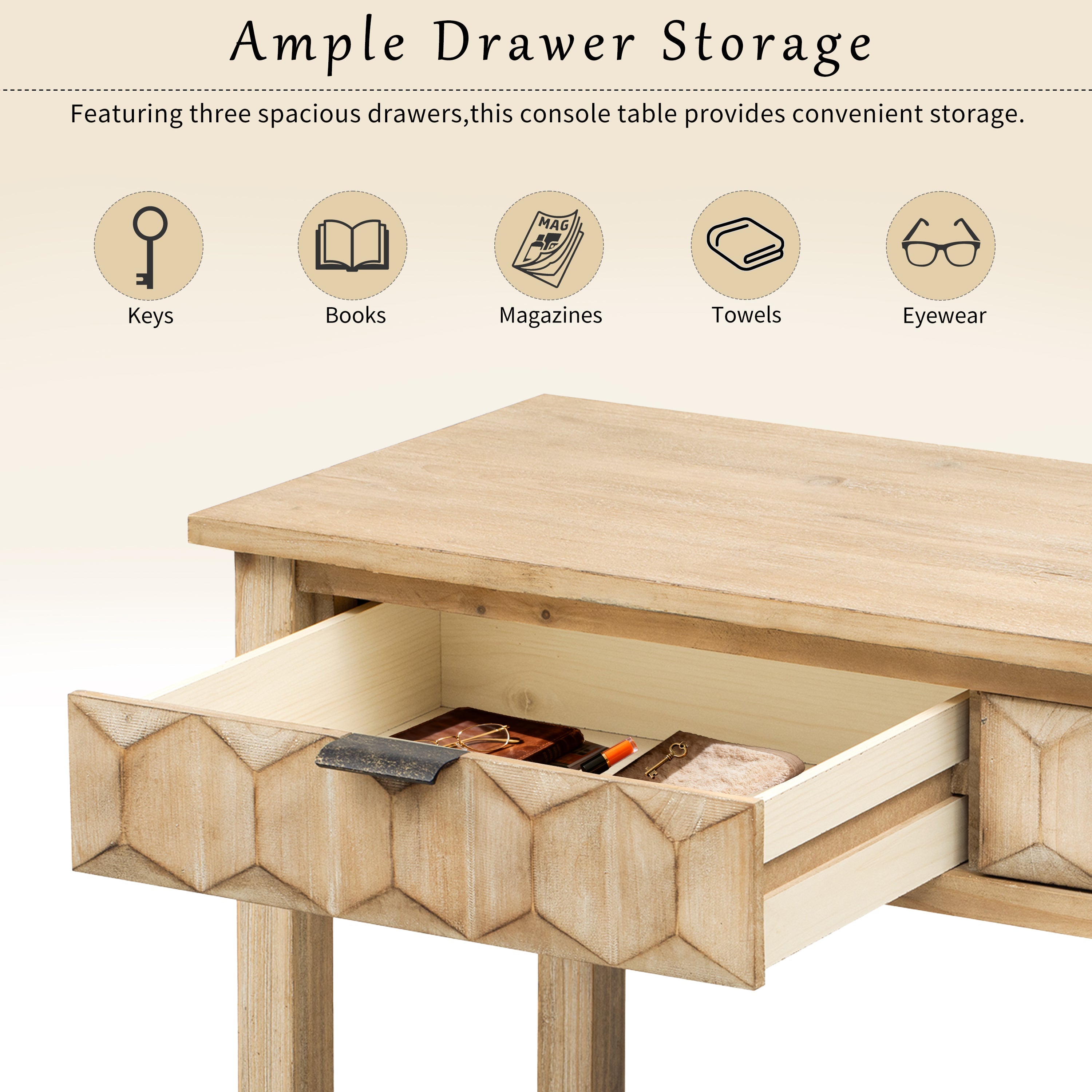 U_Style 58.3'' Fir Veneer Entryway Table
