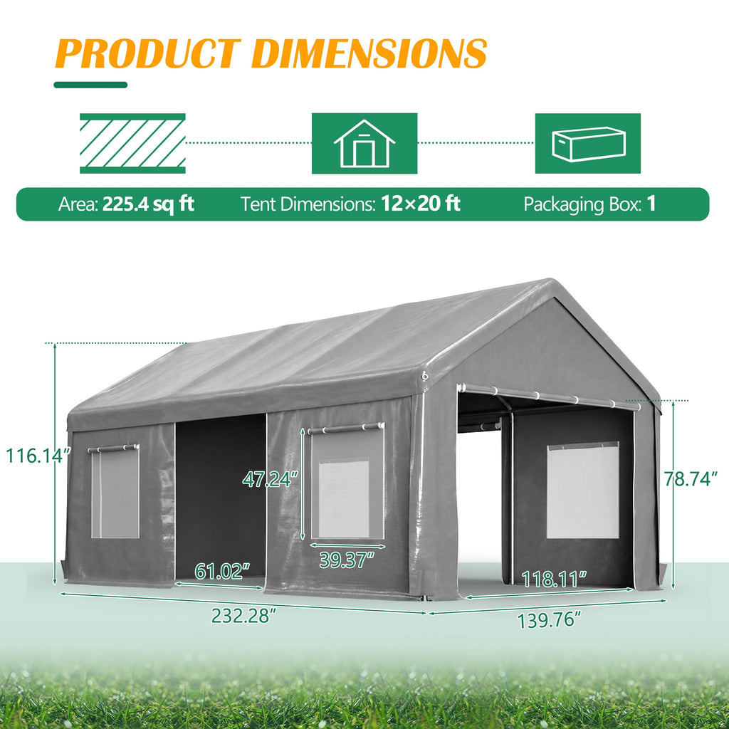 12x20 FT Heavy Duty Carport Canopy