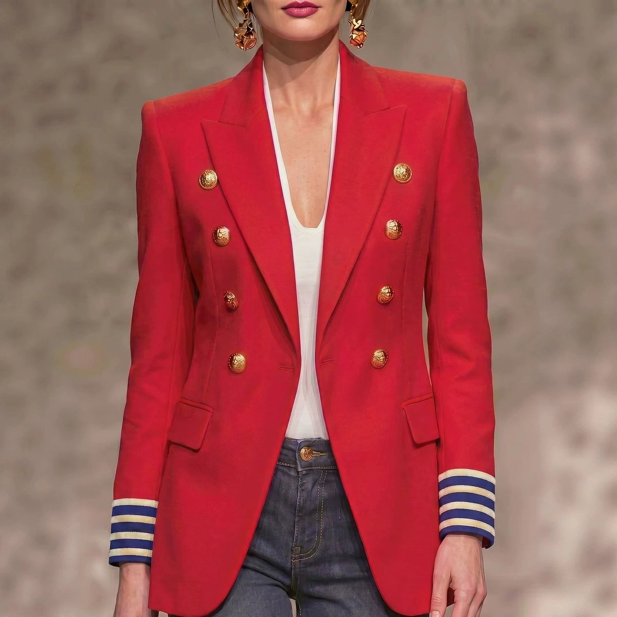 Womens French-style Vintage Red Blazer