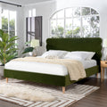 Stockholm Modern Wavy Headboard Platform Bed, King, Olive