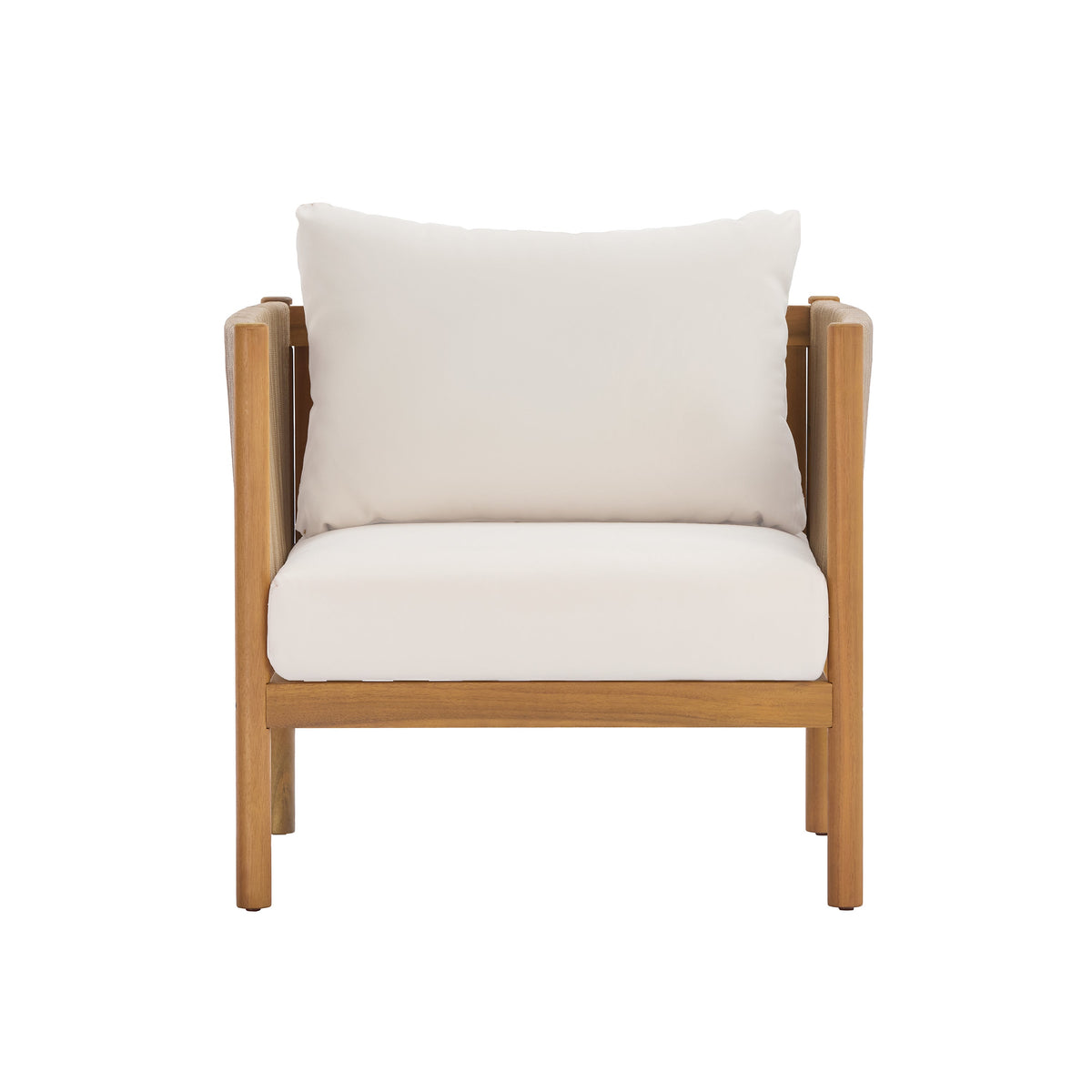 Outdoor Club Chair with Acacia Wood Frame in Teak Look