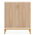 31.5" White & Natural Wood Shoe Cabinet