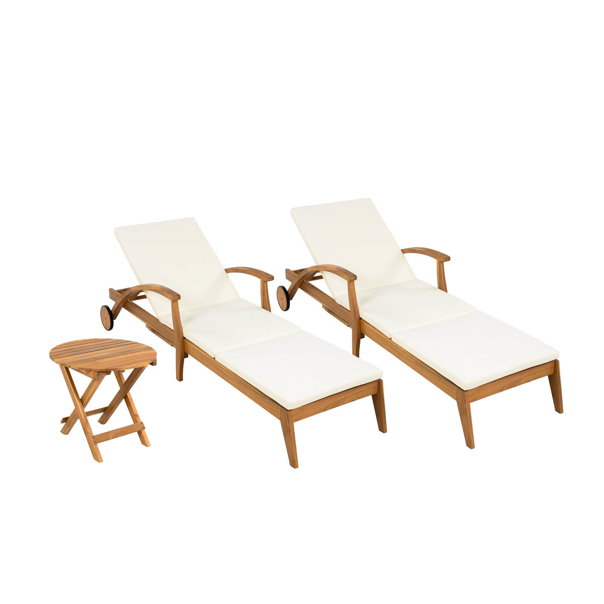 Outdoor Recliner Side Table Set