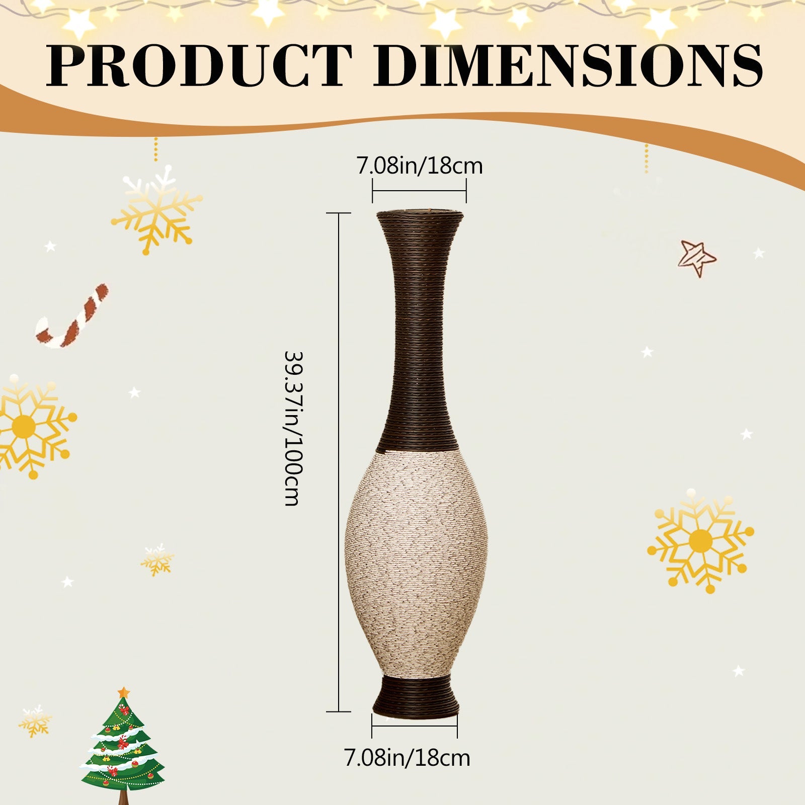 Hand-Woven PVC Rattan Look Floor Vase
