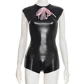 Tight-fitting Short-sleeved Zip-up Bodycon Jumpsuit