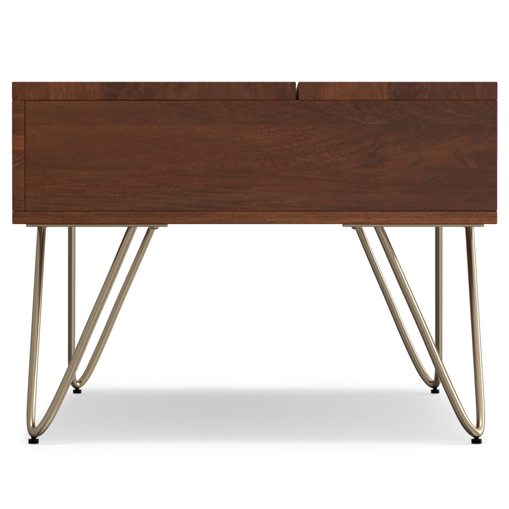 Hunter 36 Inch Wide Solid Mango Wood Small Lift Top Coffee Table in Umber
