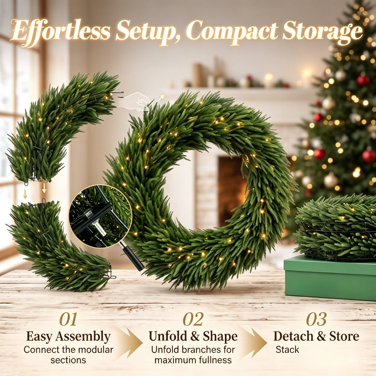 36-Inch Pre-Lit Green Christmas Wreath