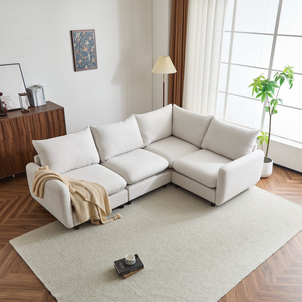 99 in. 4-Piece L Shaped Modular Free Combination Sectional Sofa