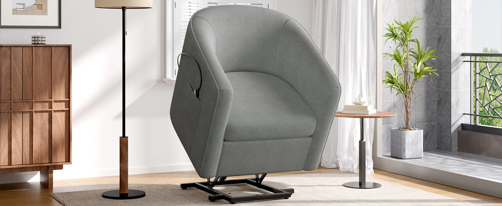 Power Lift Recliner Barrel Shape Recliner Chair