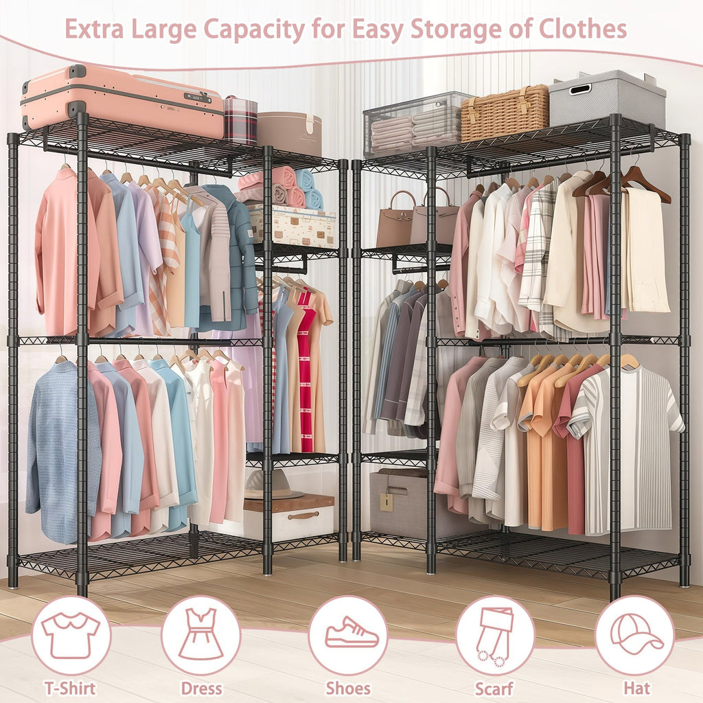 Heavy Duty Clothes Rack, Freestanding Closet Organizer