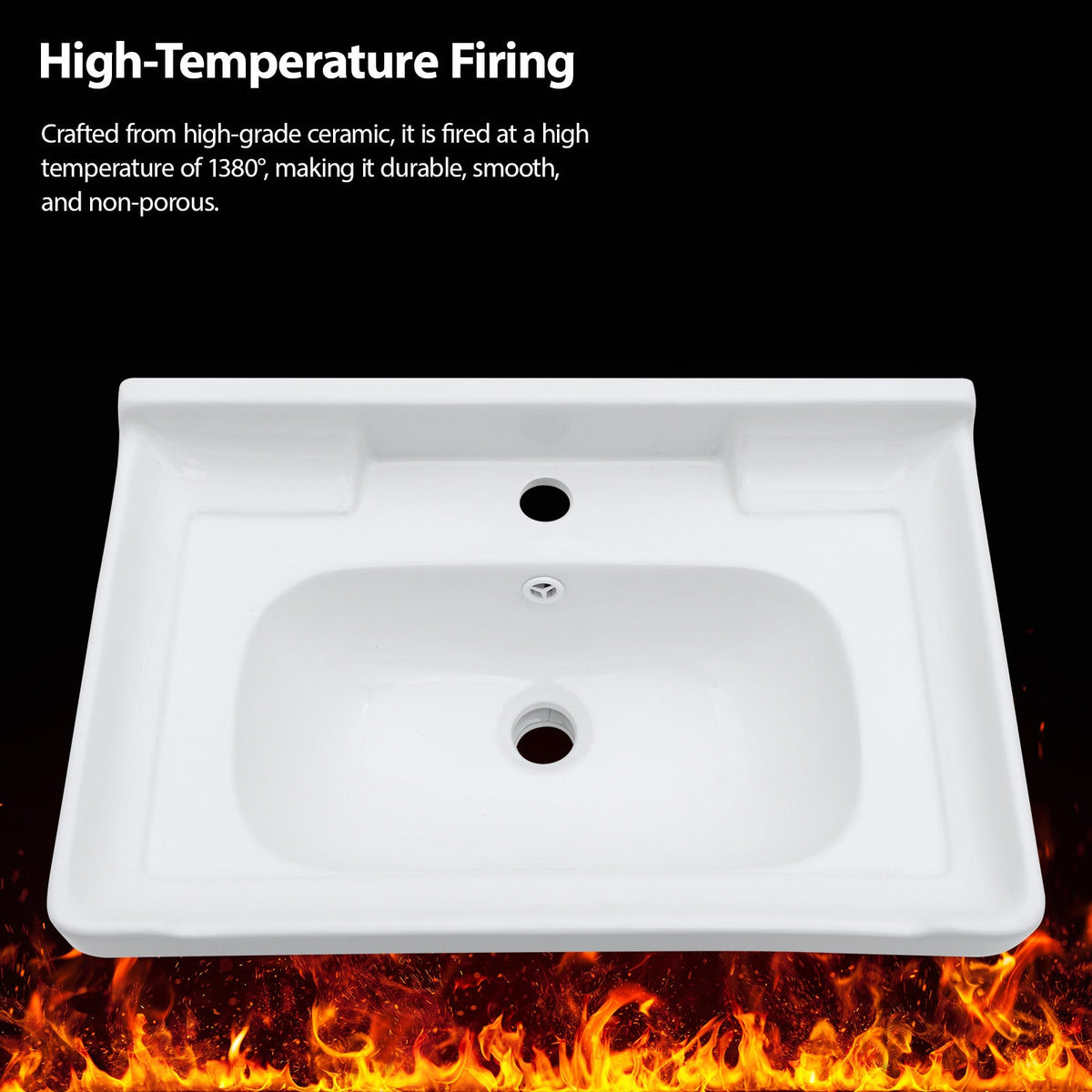 23.75"x15.75" Wall-Mounted Rectangular Ceramic Bathroom Sink
