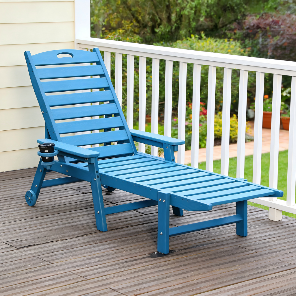 HDPE Chaise Lounge Chair Outdoor with 4-Position Adjustable Backrest