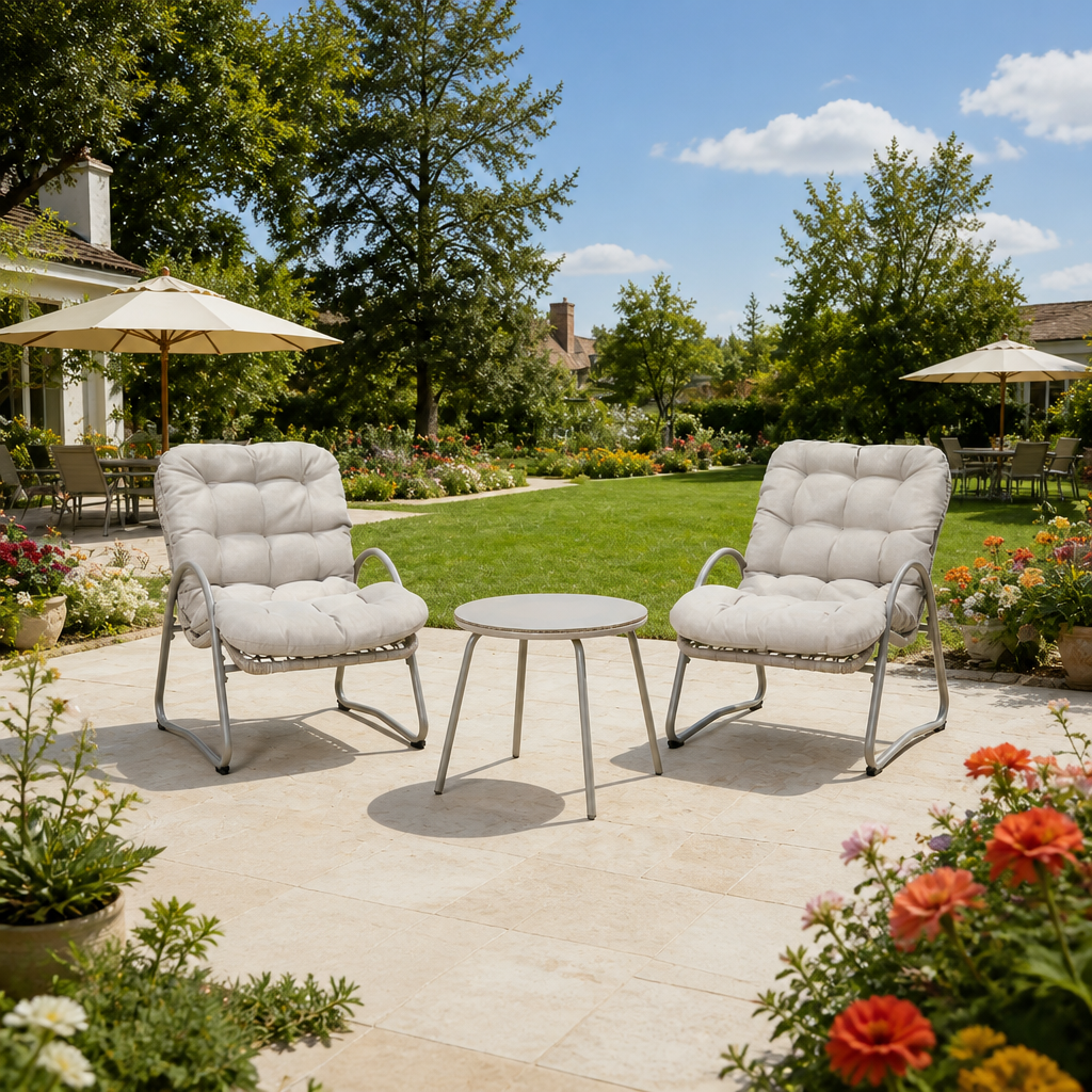 Outdoor Iron Framed Wicker 3-Piece Patio Set