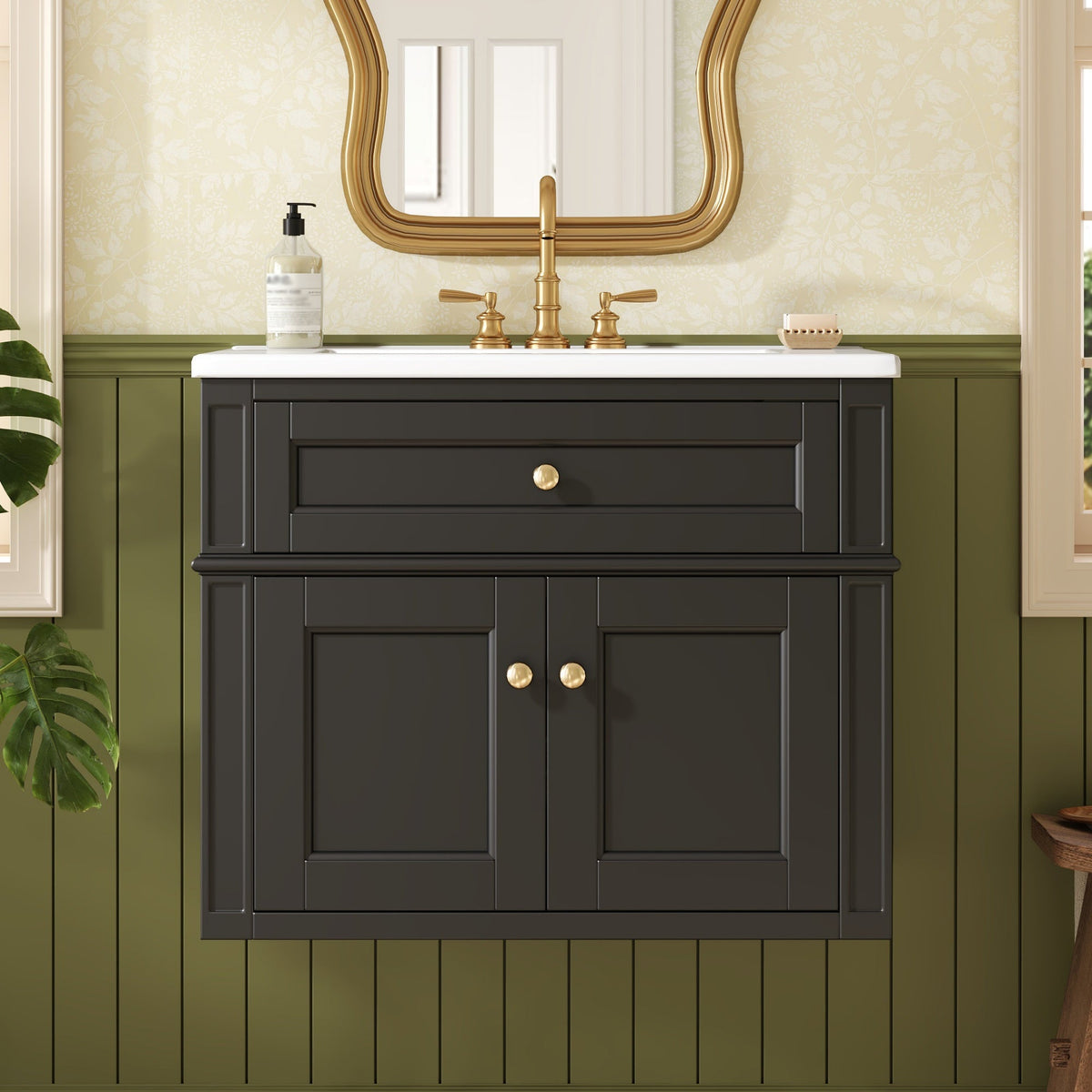 24" Wall Mounted Modern Bathroom Vanity with Soft-Close Hinges