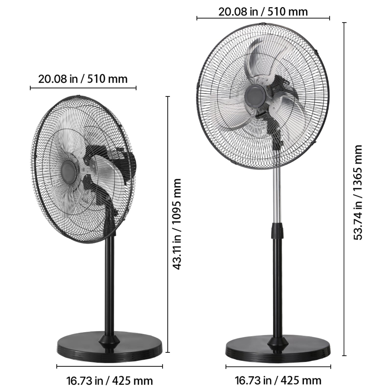 18" Industrial Pedestal Fan 3-Speed Oscillating Fan