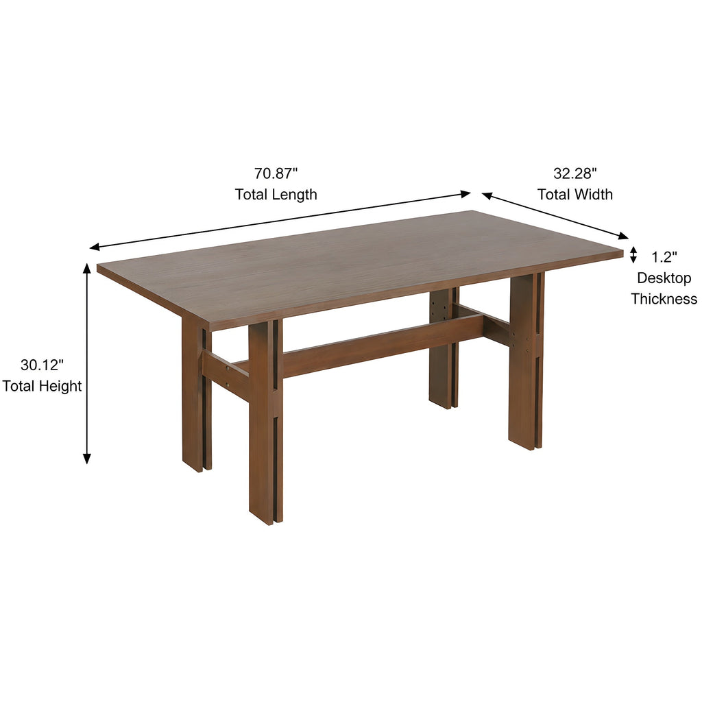 7 Pieces Modern Dining Set - Rustic Farmhouse Solid Wood