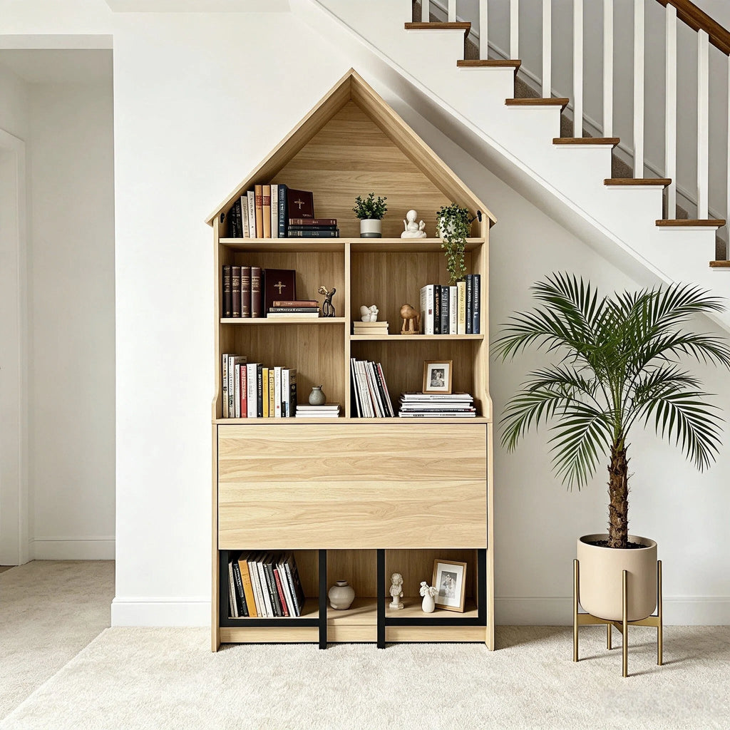 Folding Craft Desk with Storage Shelves