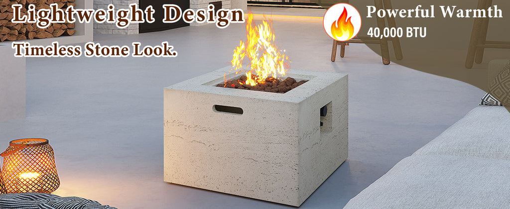 U_Style MGO Outdoor Square Fire Pit Table