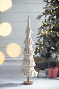Fringes Embellished Cone With Wooden Base