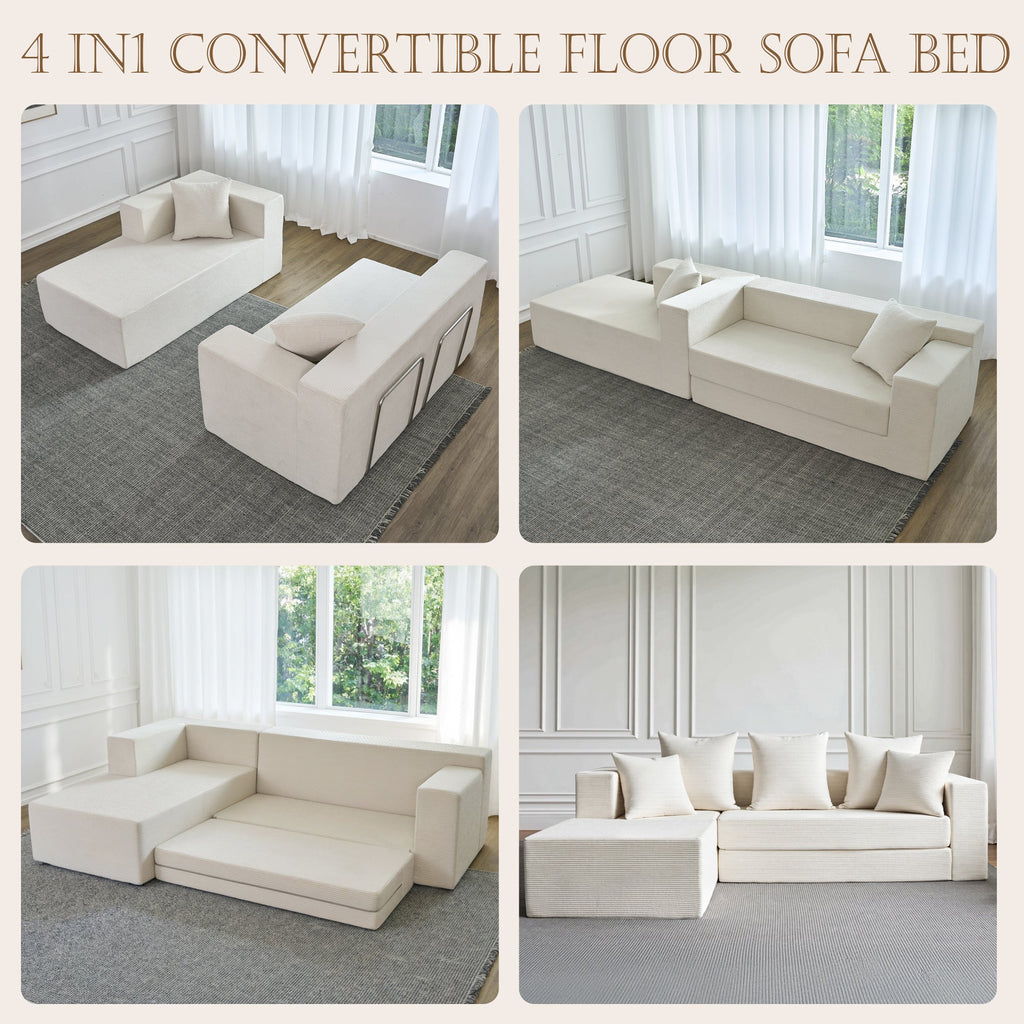 106.5" Convertible L-Shaped Sectional Sofa Bed