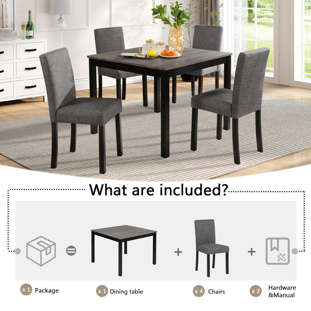 5-Piece Dining Table Set with 4 Chairs