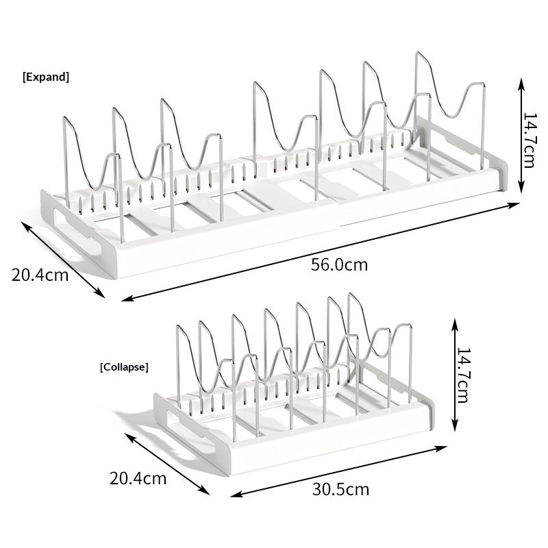 Household Multi-Functional Pot Lid Rack, Punch-Free, Extendable Storage And Draining Combo For Pots And Bowls