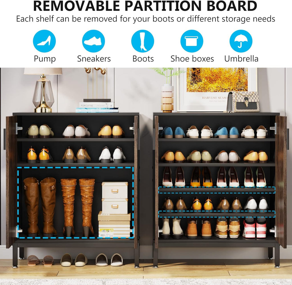 31.5 Inches Brown & Black Shoe Cabinet