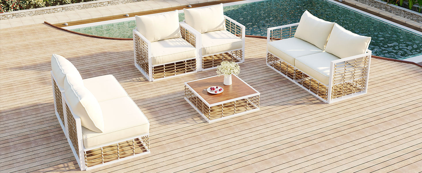 TOPMAX Modern Minimalist 7-Piece Metal Patio Sectional Sofa Set
