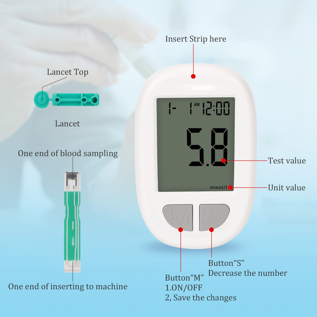Portable Blood Glucose Meter Kit - Auto Coding, Fast 10s Results, Includes 50 Test Strips & 50 Lancets