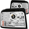 Anzo 1992-1996 Ford F-150 Projector Headlights w/ Halo Chrome w/ Side Marke