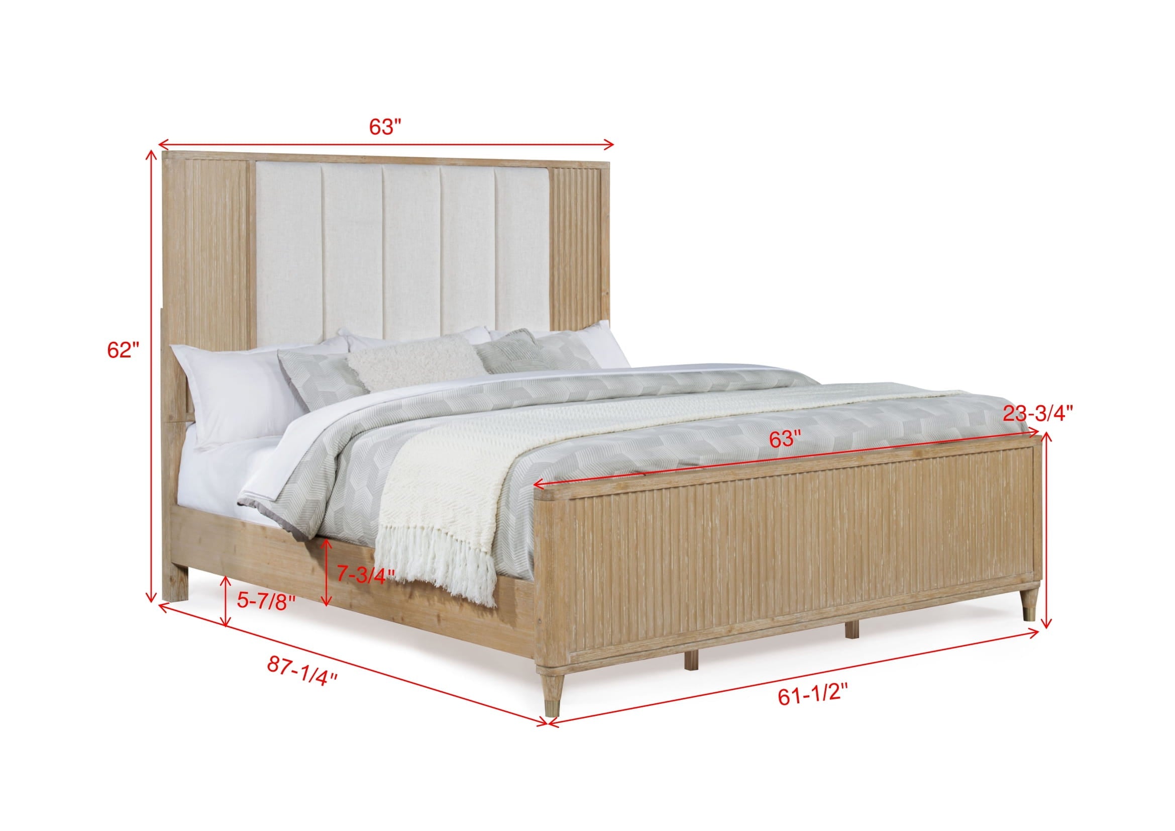 Stylish Paneled High Headboard Textured Accents Clean Lines