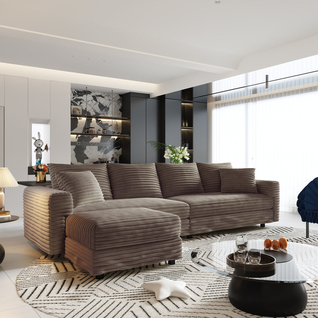Plush Corduroy 4-Seat Sofa